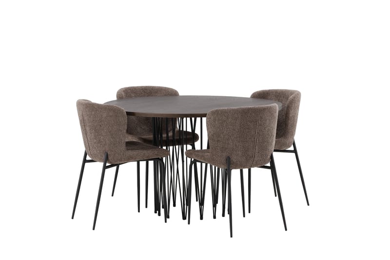 Stone Spisegruppe 120 cm Rund med 4 Modesto-stoler - Beige - Møbler - Bord - Spisegruppe