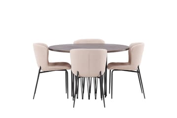 Stone Spisegruppe 120 cm Rund med 4 Modesto-stoler - Mørkegrå - Møbler - Bord - Spisegruppe