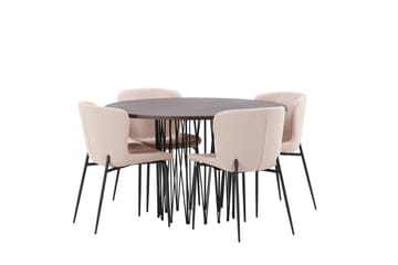 Stone Spisegruppe 120 cm Rund med 4 Modesto-stoler - Mørkegrå - Møbler - Bord - Spisegruppe