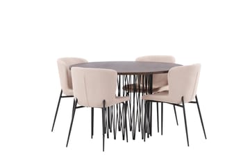 Stone Spisegruppe 120 cm Rund med 4 Modesto-stoler - Mørkegrå - Møbler - Bord - Spisegruppe