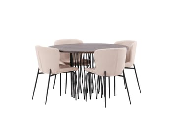 Stone Spisegruppe 120 cm Rund med 4 Modesto-stoler - Mørkegrå - Møbler - Bord - Spisegruppe