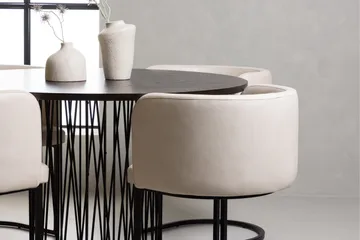 Stone Spisegruppe 120 cm Rund med 4 Simrishamn Stoler - Beige - Møbler - Bord - Spisegruppe