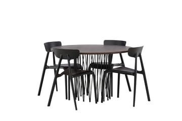 Stone Spisegruppe 120 cm Rund med 4 Ursholmen Stoler - Sort - Møbler - Bord - Spisegruppe