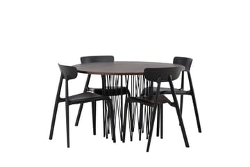 Stone Spisegruppe 120 cm Rund med 4 Ursholmen Stoler - Sort - Møbler - Bord - Spisegruppe