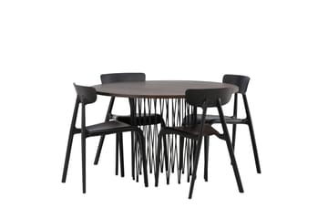 Stone Spisegruppe 120 cm Rund med 4 Ursholmen Stoler - Sort - Møbler - Bord - Spisegruppe