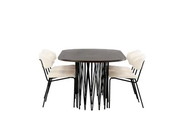 Stone Spisegruppe 220 cm Oval med 4 Chico Stoler - Sort - Møbler - Bord - Spisegruppe