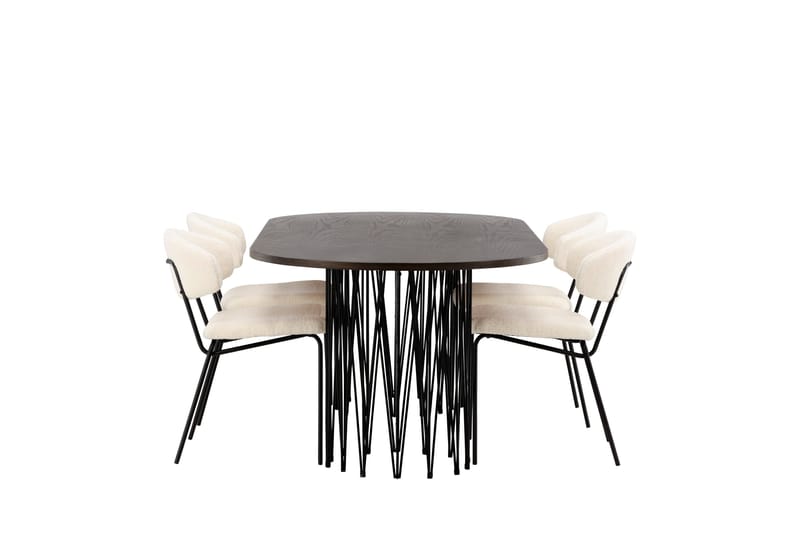 Stone Spisegruppe 220 cm Oval med 4 Chico Stoler - Sort - Møbler - Bord - Spisegruppe