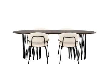 Stone Spisegruppe 220 cm Oval med 4 Chico Stoler - Sort - Møbler - Bord - Spisegruppe