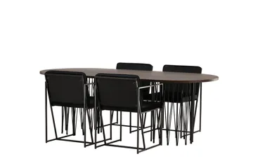 Stone Spisegruppe 220 cm Oval med 4 Richmond Stoler - Sort - Møbler - Bord - Spisegruppe