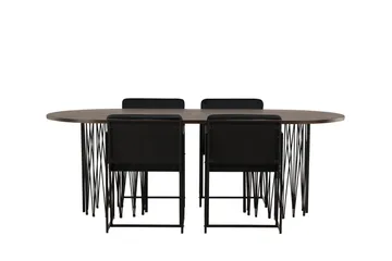 Stone Spisegruppe 220 cm Oval med 4 Richmond Stoler - Sort - Møbler - Bord - Spisegruppe