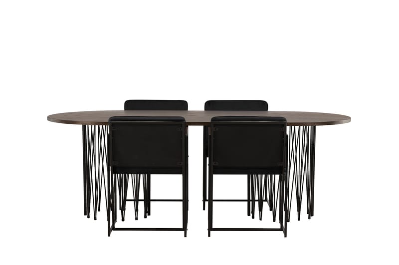 Stone Spisegruppe 220 cm Oval med 4 Richmond Stoler, Sort