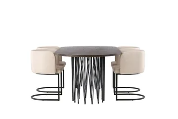 Stone Spisegruppe 220 cm Oval med 4 Simrishamn Stoler - Beige - Møbler - Bord - Spisegruppe