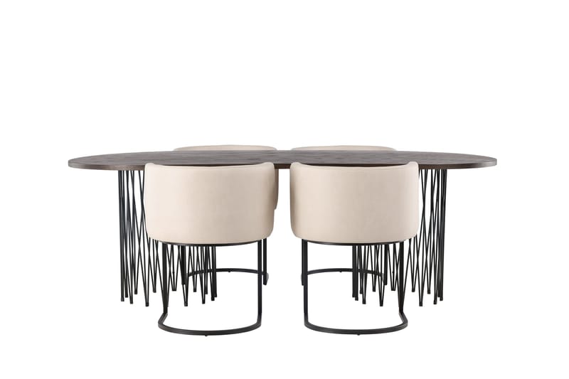 Stone Spisegruppe 220 cm Oval med 4 Simrishamn Stoler, Beige