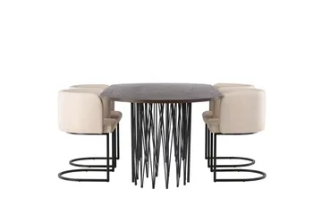 Stone Spisegruppe 220 cm Oval med 4 Simrishamn Stoler - Beige - Møbler - Bord - Spisegruppe