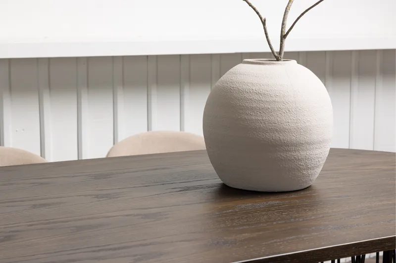 Stone Spisegruppe 220 cm Rektangulær med 6 Velvet Stoler - Beige - Møbler - Bord - Spisegruppe