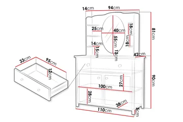 Storys Sminkebord 110x42 cm - Hvit - Møbler - Bord - Sminkebord & toalettbord