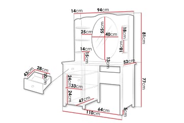 Storys Sminkebord 110x52 cm - Hvit - Møbler - Bord - Sminkebord & toalettbord