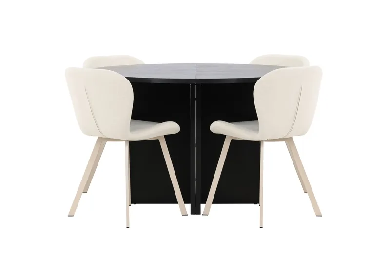 Strada rektangulært spisebord 120 cm med 4 Lilja spisestoler