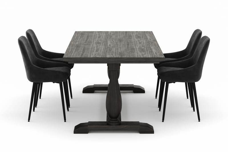 Suzon Spisegruppe 200x100cm med 4 Alsarp Spisestoler - Brun - Møbler - Bord - Spisegruppe