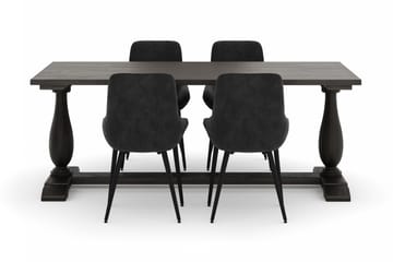 Suzon Spisegruppe 200x100cm med 4 Alsarp Spisestoler - Brun - Møbler - Bord - Spisegruppe