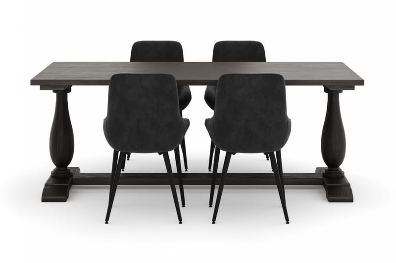 Suzon Spisegruppe 200x100cm med 4 Alsarp Spisestoler - Brun - Møbler - Bord - Spisegruppe