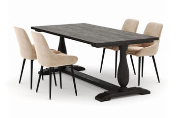 Suzon Spisegruppe 200x100cm med 4 Alsarp Spisestoler - Brun - Møbler - Bord - Spisegruppe