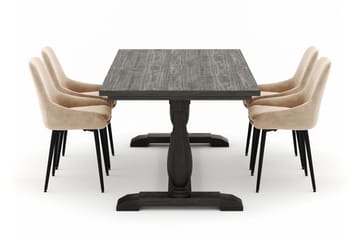 Suzon Spisegruppe 200x100cm med 4 Alsarp Spisestoler - Brun - Møbler - Bord - Spisegruppe