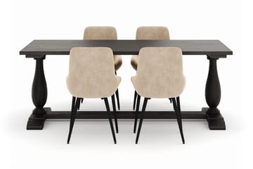 Suzon Spisegruppe 200x100cm med 4 Alsarp Spisestoler - Brun - Møbler - Bord - Spisegruppe