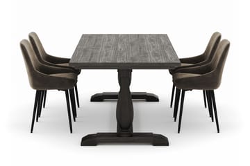 Suzon Spisegruppe 200x100cm med 4 Alsarp Spisestoler - Brun - Møbler - Bord - Spisegruppe