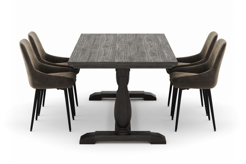 Suzon Spisegruppe 200x100cm med 4 Alsarp Spisestoler - Brun - Møbler - Bord - Spisegruppe