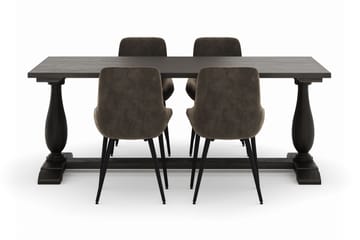 Suzon Spisegruppe 200x100cm med 4 Alsarp Spisestoler - Brun - Møbler - Bord - Spisegruppe