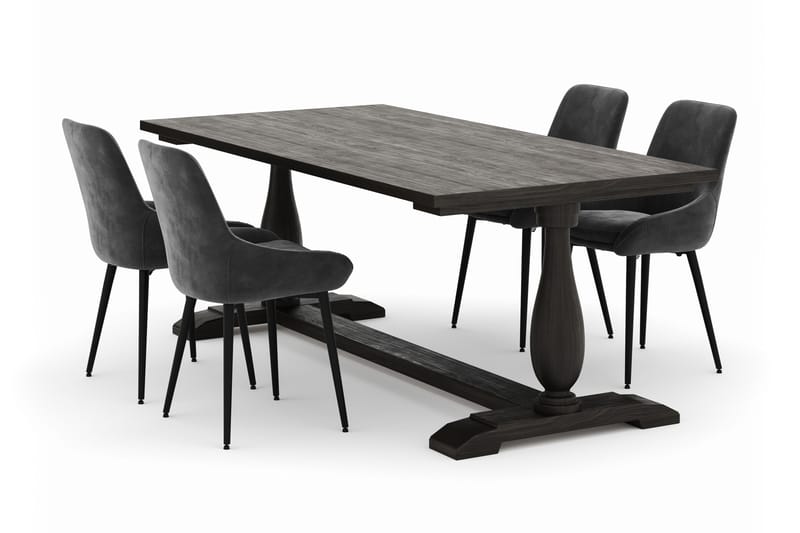 Suzon Spisegruppe 200x100cm med 4 Alsarp Spisestoler, Brun