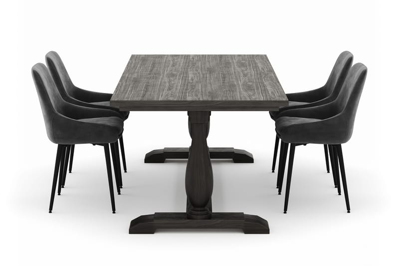 Suzon Spisegruppe 200x100cm med 4 Alsarp Spisestoler - Brun - Møbler - Bord - Spisegruppe