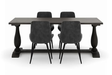Suzon Spisegruppe 200x100cm med 4 Alsarp Spisestoler - Brun - Møbler - Bord - Spisegruppe