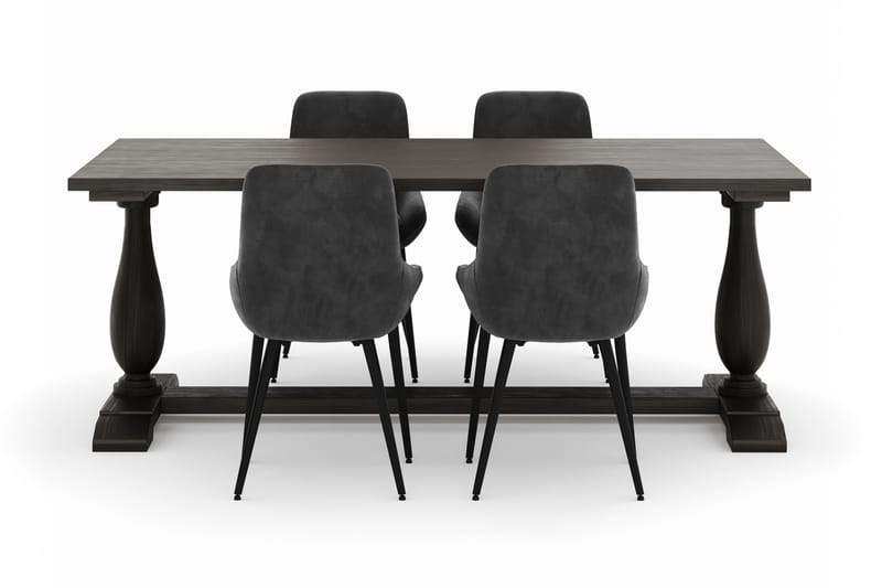 Suzon Spisegruppe 200x100cm med 4 Alsarp Spisestoler - Brun - Møbler - Bord - Spisegruppe