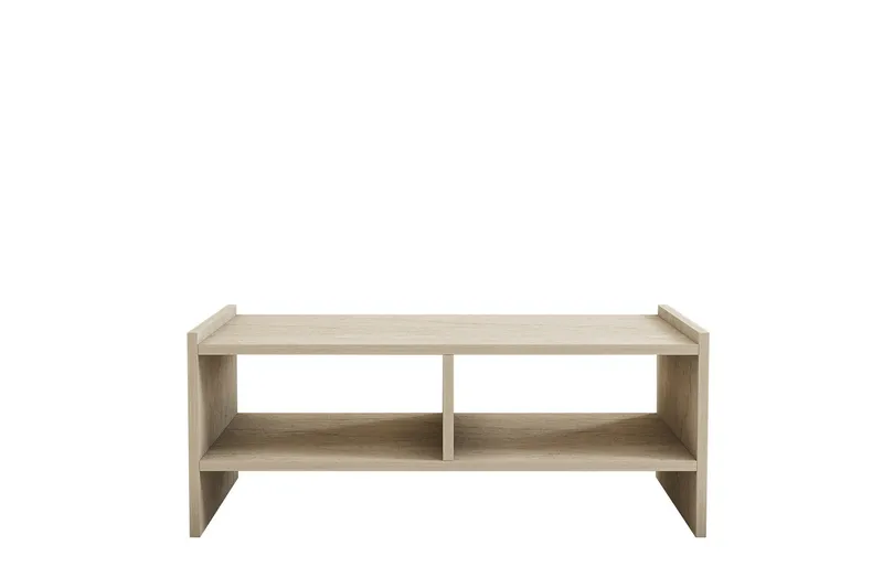 Taharoa 90 cm Rektangulært Sofabord med Hyller i Tre, Beige