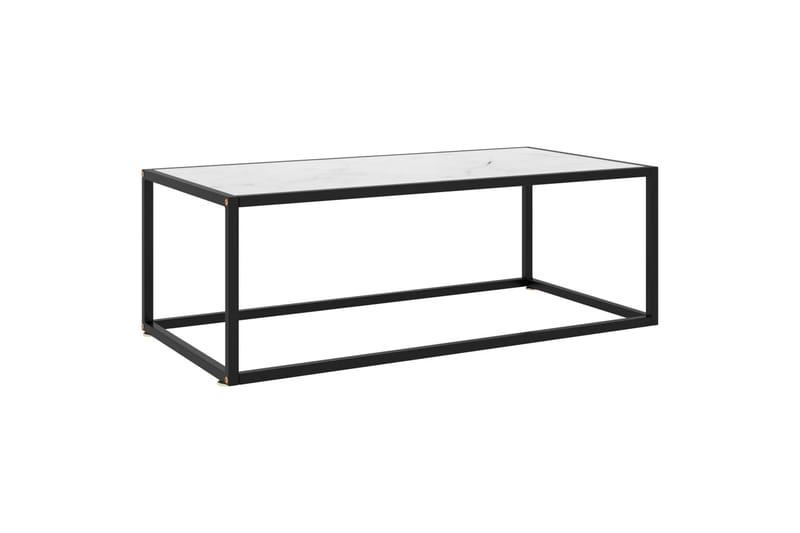 Tebord svart med hvitt marmorglass 100x50x35 cm - Svart - Sofabord & salongbord