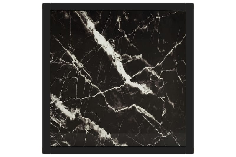 Tebord svart med marmorglass 40x40x50 cm - Svart - Sofabord & salongbord