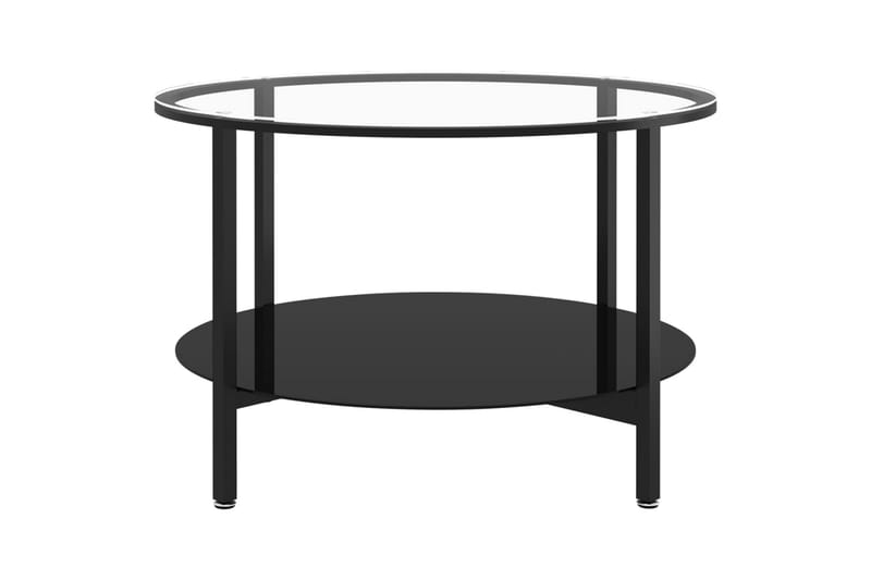 Tebord svart og gjennomsiktig 70 cm herdet glass - Svart - Sofabord & salongbord