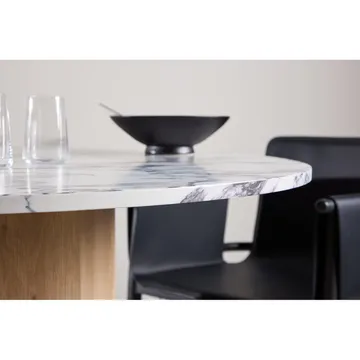 Tekla Rundt Spisebord 120 cm med Tre- og Eikeutseende - Lysegrå - Møbler - Bord - Marmorbord