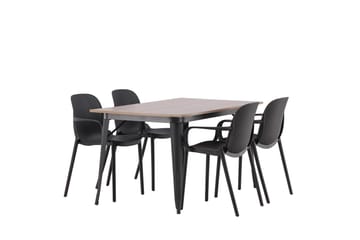 Tempe Matgruppe 140 cm Rektangulær med 4 Baltimore stoler - Sort - Møbler - Bord - Spisegruppe