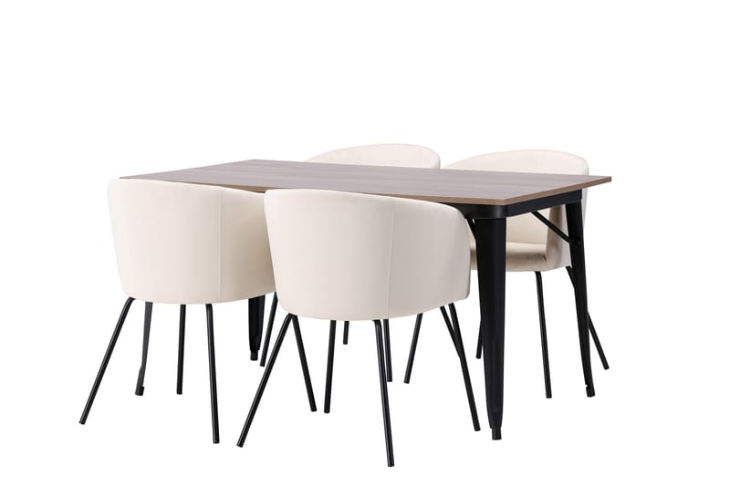 Tempe Matgruppe 140 cm Rektangulær med 4 Berit stoler - Beige - Møbler - Bord - Spisegruppe