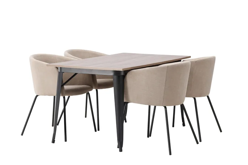 Tempe Matgruppe 140 cm Rektangulær med 4 Berit stoler - Beige - Møbler - Bord - Spisegruppe