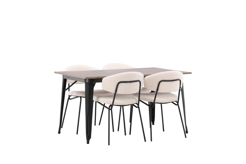 Tempe Matgruppe 140 cm Rektangulær med 4 Chico stoler - Valn ød - Møbler - Bord - Spisegruppe