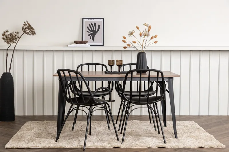 Tempe Matgruppe 140 cm Rektangulær med 4 Dyrön stoler - Sort - Møbler - Bord - Spisegruppe