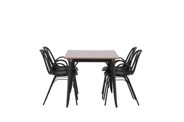 Tempe Matgruppe 140 cm Rektangulær med 4 Dyrön stoler - Sort - Møbler - Bord - Spisegruppe