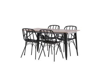 Tempe Matgruppe 140 cm Rektangulær med 4 Dyrön stoler - Sort - Møbler - Bord - Spisegruppe