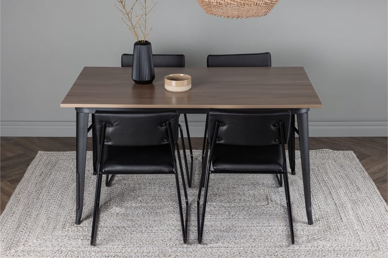 Tempe Matgruppe 140 cm Rektangulær med 4 Kenth stoler - Sort - Møbler - Bord - Spisegruppe