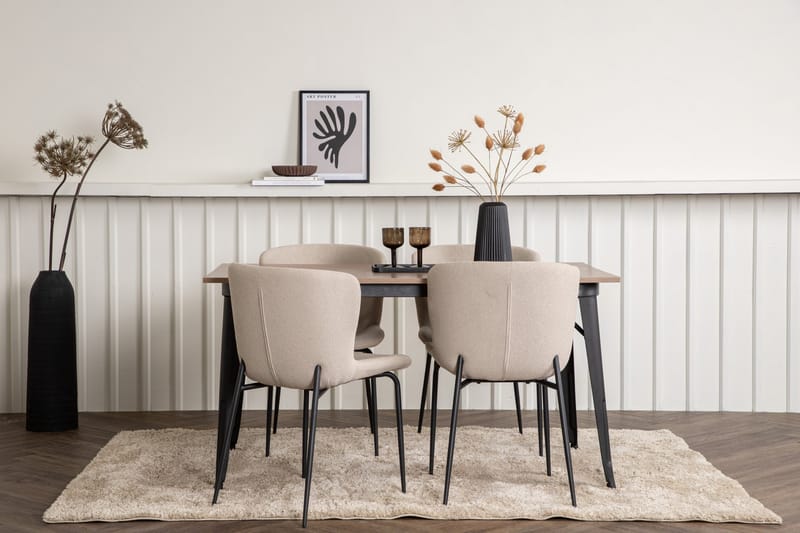 Tempe Matgruppe 140 cm Rektangulær med 4 Modesto stoler - Beige - Møbler - Bord - Spisegruppe