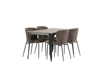 Tempe Matgruppe 140 cm Rektangulær med 4 Modesto stoler - Mørk grå - Møbler - Bord - Spisegruppe